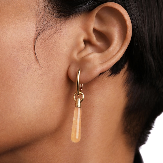 PDPAOLAâ¢ at Zales ICONS Aventurine Medium Teardrop Dangle Single Hoop Earring in Sterling Silver with 18K Gold Plate