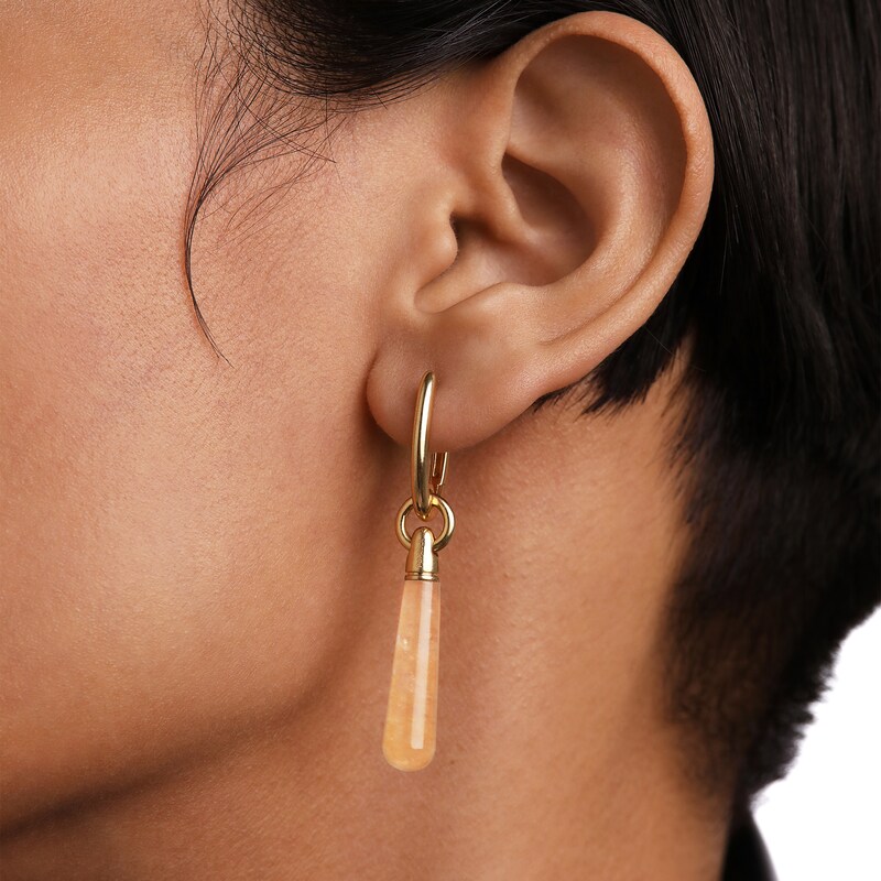 Main Image 2 of PDPAOLA™ at Zales ICONS Aventurine Medium Teardrop Dangle Single Hoop Earring in Sterling Silver with 18K Gold Plate