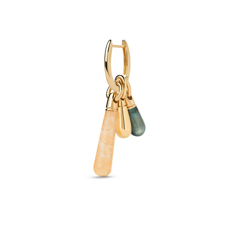 Main Image 4 of PDPAOLA™ at Zales ICONS Aventurine Medium Teardrop Dangle Single Hoop Earring in Sterling Silver with 18K Gold Plate