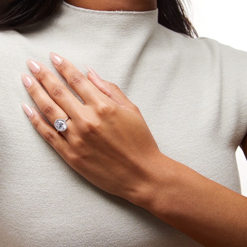 Main Image 2 of 2-5/8 CT. T.W. Oval Certified Lab-Grown Diamond Frame Engagement Ring in 14K White Gold (F/VS2)