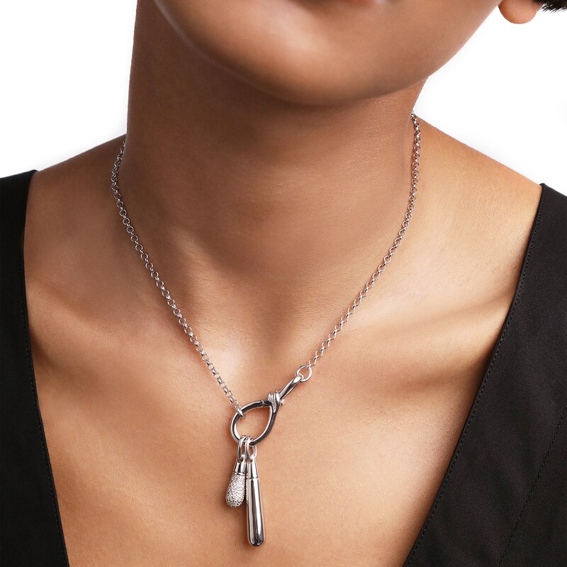 Main Image 2 of PDPAOLA™ at Zales ICONS Cubic Zirconia Small Teardrop Hoop Earring and Necklace Charm in Sterling Silver