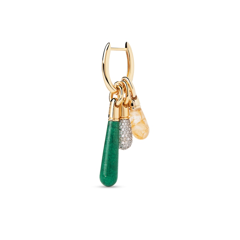 Main Image 3 of PDPAOLA™ at Zales ICONS Aventurine Small Teardrop Hoop Earring and Necklace Charm in Sterling Silver with Gold Plate