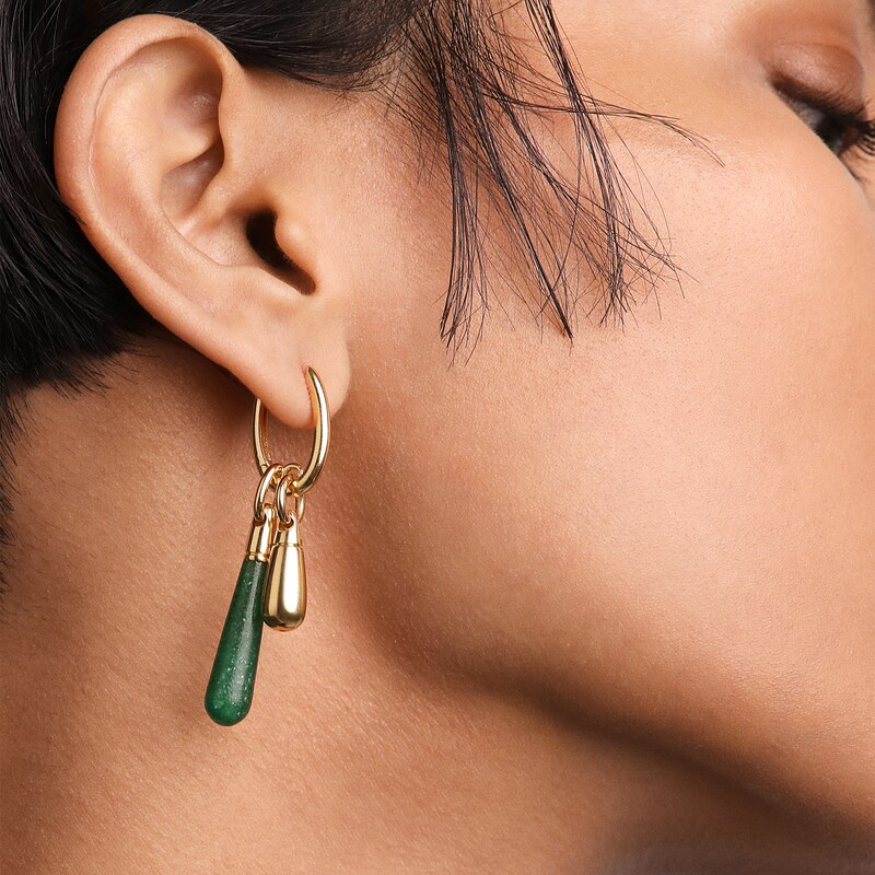 Main Image 2 of PDPAOLA™ at Zales ICONS Aventurine Medium Teardrop Hoop Earring and Necklace Charm in Sterling Silver with Gold Plate