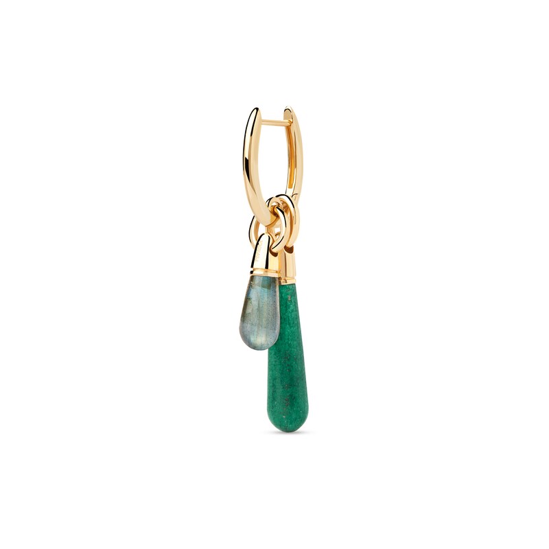Main Image 4 of PDPAOLA™ at Zales ICONS Aventurine Medium Teardrop Hoop Earring and Necklace Charm in Sterling Silver with Gold Plate