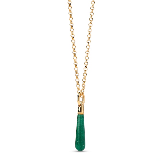 PDPAOLA™ at Zales ICONS Aventurine Medium Teardrop Hoop Earring and Necklace Charm in Sterling Silver with Gold Plate