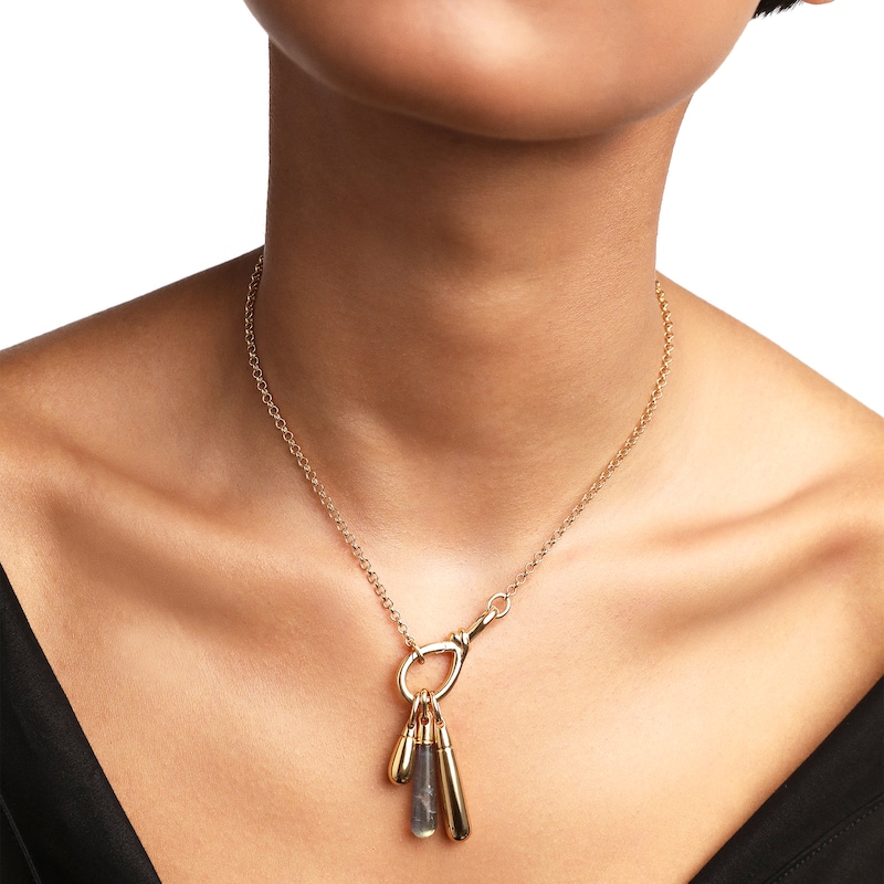 Main Image 3 of PDPAOLA™ at Zales ICONS Labradorite Medium Teardrop Hoop Earring and Necklace Charm in Sterling Silver with Gold Plate