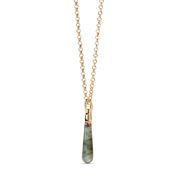 PDPAOLA™ at Zales ICONS Labradorite Medium Teardrop Hoop Earring and Necklace Charm in Sterling Silver with Gold Plate