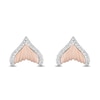 Thumbnail Image 1 of Enchanted Disney Ariel 1/6 CT. T.W. Diamond Mermaid Tail Earrings in 10K Rose Gold and Sterling Silver