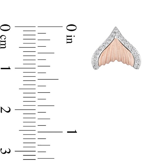 Enchanted Disney Ariel 1/6 CT. T.w. Diamond Mermaid Tail Earrings in 10K Rose Gold and Sterling Silver