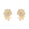 Thumbnail Image 1 of Enchanted Disney Belle 1/10 CT. T.W. Diamond Rose Stud Earrings in 10K Gold