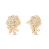 Thumbnail Image 2 of Enchanted Disney Belle 1/10 CT. T.W. Diamond Rose Stud Earrings in 10K Gold