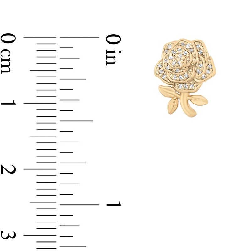 Main Image 3 of Enchanted Disney Belle 1/10 CT. T.W. Diamond Rose Stud Earrings in 10K Gold