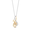 Thumbnail Image 1 of Enchanted Disney Belle 1/6 CT. T.W. Diamond Dancing Rose Pendant in Sterling Silver and 10K Gold - 19”