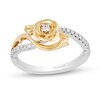 Enchanted Disney Belle 1/6 CT. T.w. Diamond Rose Ring in Sterling Silver and 10K Gold - Size 7