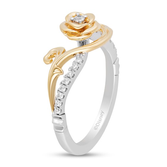 Enchanted Disney Belle 1/6 CT. T.w. Diamond Rose Ring in Sterling Silver and 10K Gold - Size 7