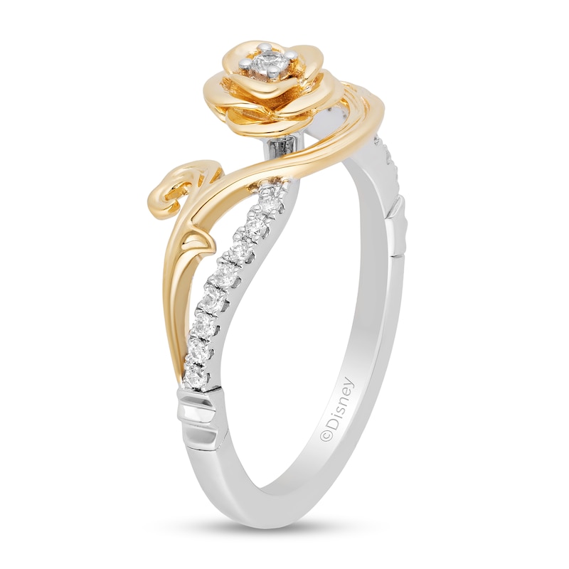 Main Image 2 of Enchanted Disney Belle 1/6 CT. T.W. Diamond Rose Ring in Sterling Silver and 10K Gold - Size 7