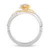 Thumbnail Image 3 of Enchanted Disney Belle 1/6 CT. T.W. Diamond Rose Ring in Sterling Silver and 10K Gold - Size 7