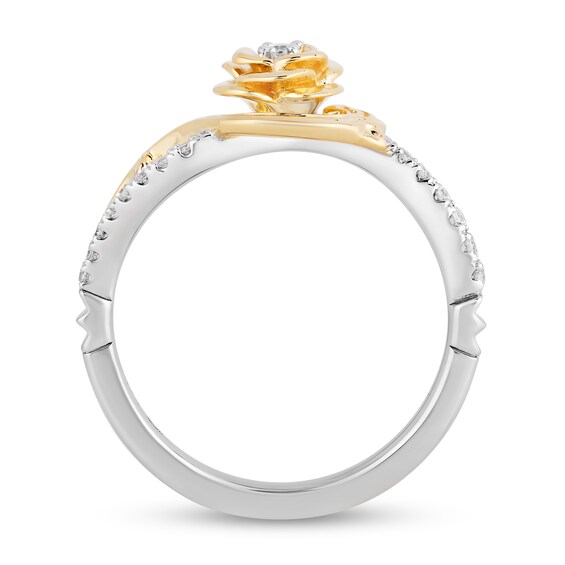 Enchanted Disney Belle 1/6 CT. T.w. Diamond Rose Ring in Sterling Silver and 10K Gold - Size 7