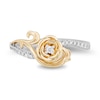 Thumbnail Image 4 of Enchanted Disney Belle 1/6 CT. T.W. Diamond Rose Ring in Sterling Silver and 10K Gold - Size 7