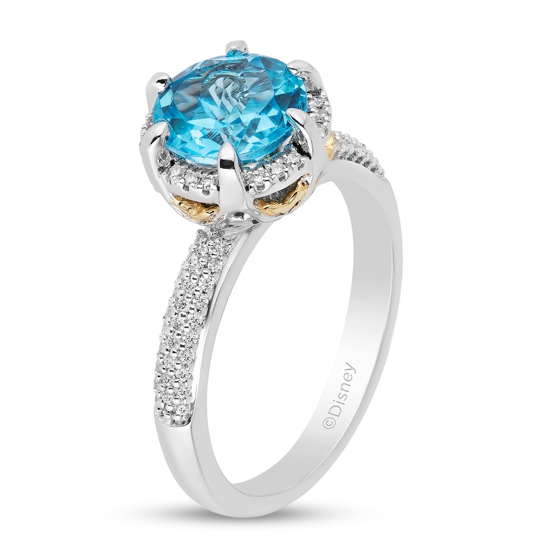 Main Image 2 of Enchanted Disney Jasmine Swiss Blue Topaz and 1/5 CT. T.W. Diamond Ring in Sterling Silver and 10K Gold - Size 7