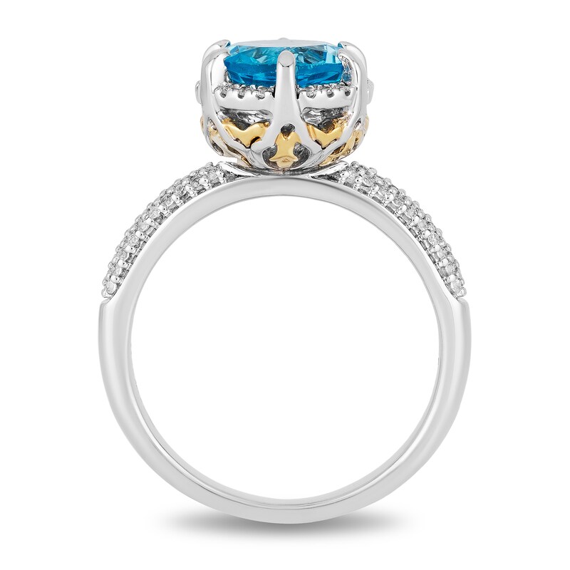 Main Image 3 of Enchanted Disney Jasmine Swiss Blue Topaz and 1/5 CT. T.W. Diamond Ring in Sterling Silver and 10K Gold - Size 7