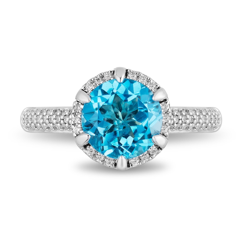 Main Image 4 of Enchanted Disney Jasmine Swiss Blue Topaz and 1/5 CT. T.W. Diamond Ring in Sterling Silver and 10K Gold - Size 7
