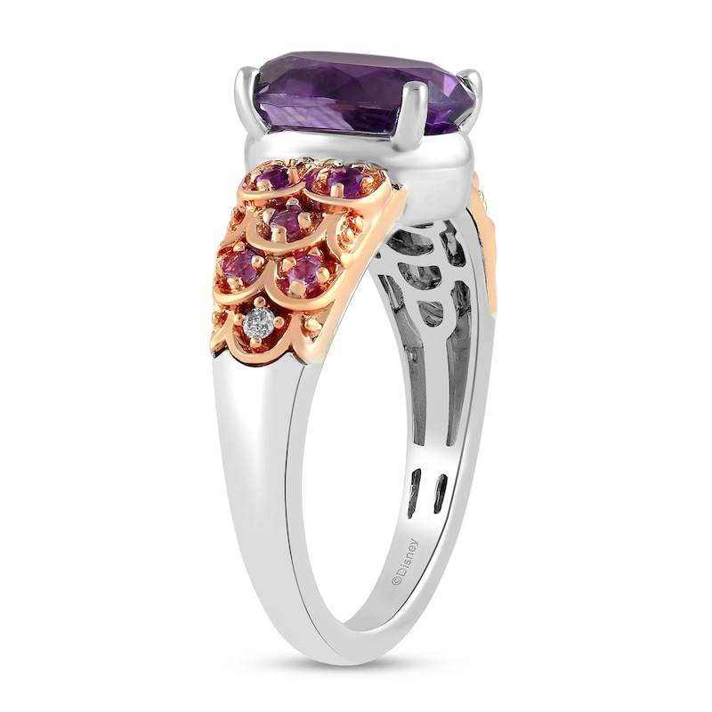 Main Image 2 of Enchanted Disney Ariel Oval Amethyst and Diamond Accent Ring in Sterling Silver and 14K Rose Gold - Size 7