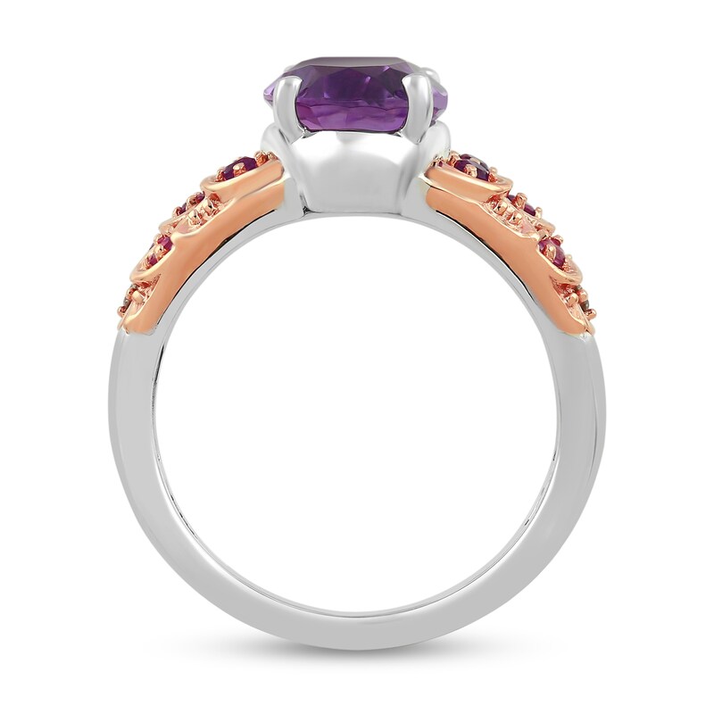 Main Image 3 of Enchanted Disney Ariel Oval Amethyst and Diamond Accent Ring in Sterling Silver and 14K Rose Gold - Size 7
