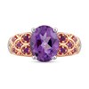 Thumbnail Image 4 of Enchanted Disney Ariel Oval Amethyst and Diamond Accent Ring in Sterling Silver and 14K Rose Gold - Size 7