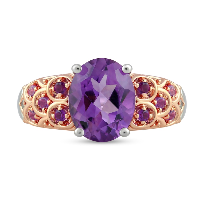 Main Image 4 of Enchanted Disney Ariel Oval Amethyst and Diamond Accent Ring in Sterling Silver and 14K Rose Gold - Size 7