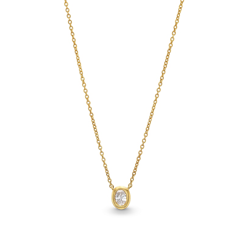 Main Image 1 of 1/5 CT. Oval Diamond Bezel-Set Solitaire Necklace in 14K Gold