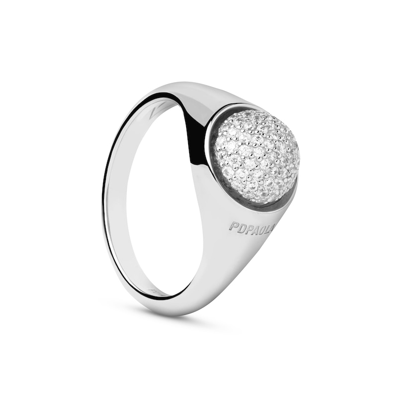 Main Image 1 of PDPAOLA™ at Zales ICONS Cubic Zirconia Round Moon-Top Ring in Sterling Silver
