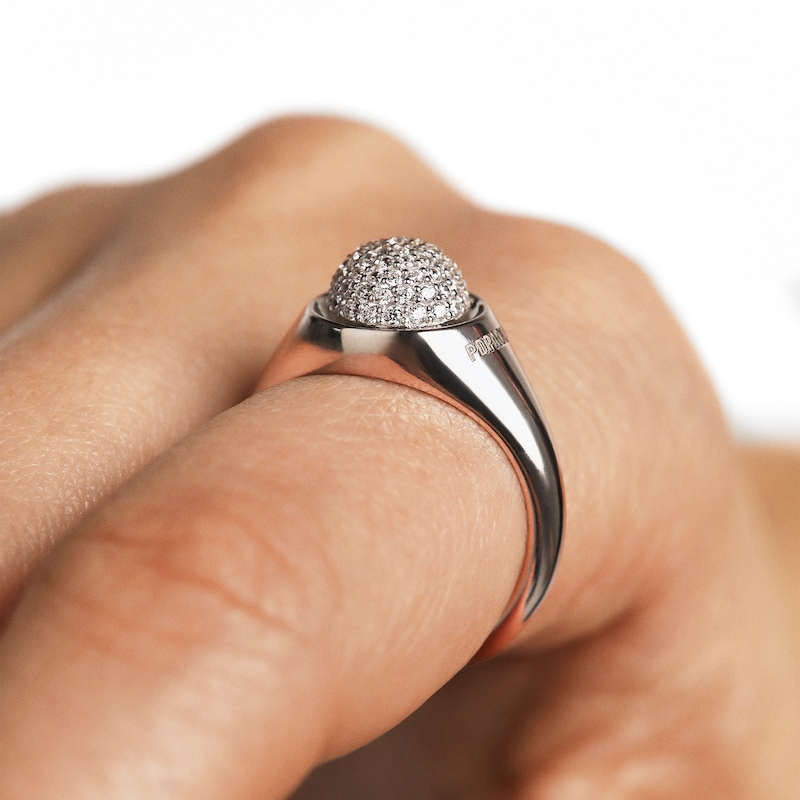 Main Image 2 of PDPAOLA™ at Zales ICONS Cubic Zirconia Round Moon-Top Ring in Sterling Silver
