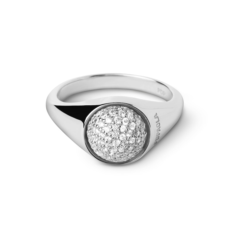 Main Image 5 of PDPAOLA™ at Zales ICONS Cubic Zirconia Round Moon-Top Ring in Sterling Silver