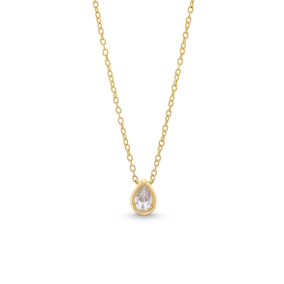 1/3 CT. Pear-Shaped Diamond Bezel-Set Solitaire Necklace in 14K Gold