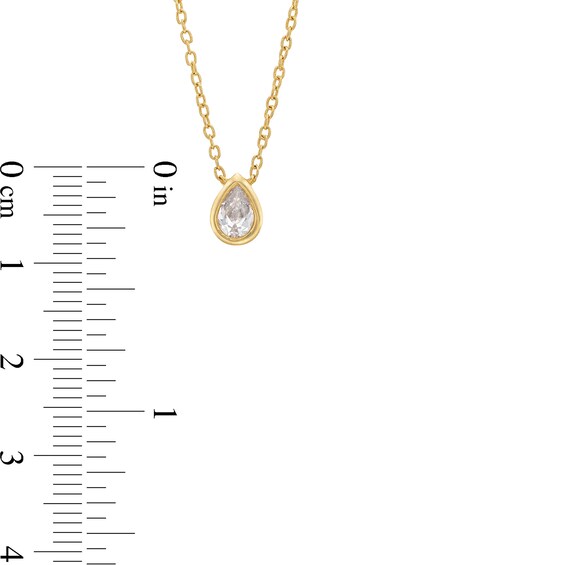 1/3 CT. Pear-Shaped Diamond Bezel-Set Solitaire Necklace in 14K Gold