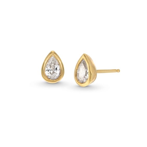 1/2 CT. T.w. Pear-Shaped Diamond Bezel-Set Solitaire Stud Earrings in 14K Gold
