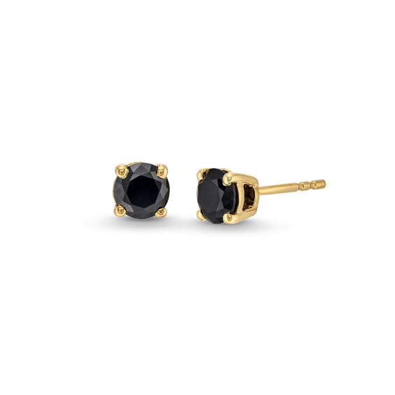 1 CT. T.w. Black Diamond Solitaire Stud Earrings in 10K Gold