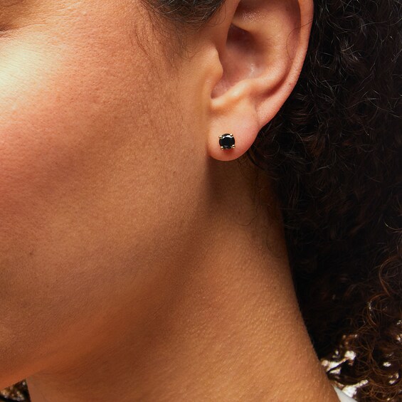 1 CT. T.w. Black Diamond Solitaire Stud Earrings in 10K Gold