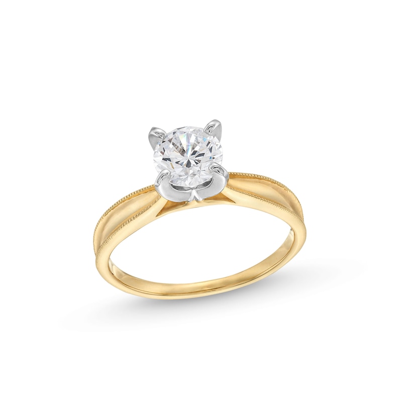 Main Image 1 of 1 CT. Diamond Solitaire Vintage-Style Tapered Shank Engagement Ring in 14K Two-Tone Gold