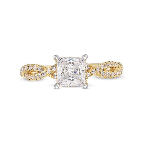 1-3/8 CT. T.w. Princess-Cut Certified Lab-Grown Diamond Twist Shank Engagement Ring in 14K Gold (I/Si2)