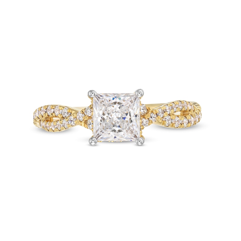 1-3/8 CT. T.W. Princess-Cut Certified Lab-Created Diamond Engagement Ring in 14K Gold (I/SI2)