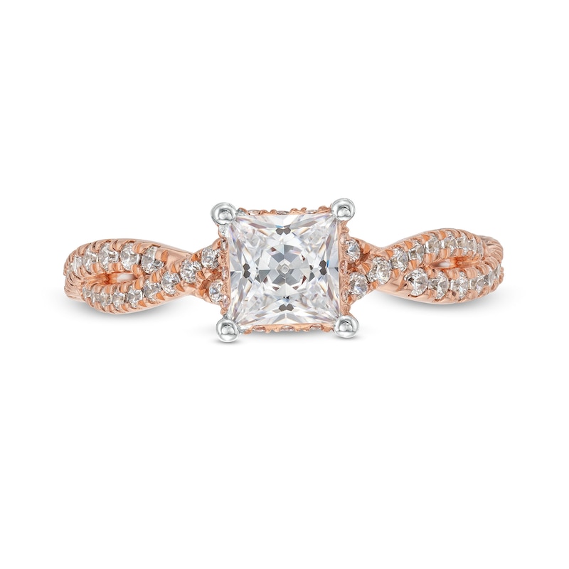 1-3/8 CT. T.W. Princess-Cut Certified Lab-Created Diamond Engagement Ring in 14K Rose Gold (I/SI2)