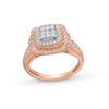 Thumbnail Image 1 of 3/4 CT. T.W. Princess-Cut Multi-Diamond Cushion Frame Engagement Ring In 10K Rose Gold