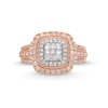Thumbnail Image 4 of 3/4 CT. T.W. Princess-Cut Multi-Diamond Cushion Frame Engagement Ring In 10K Rose Gold