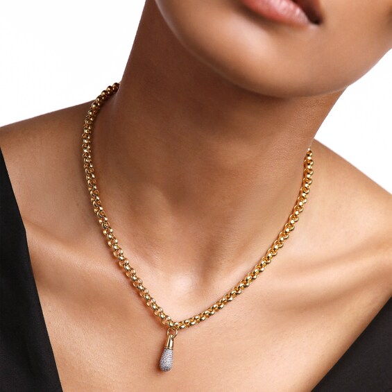 PDPAOLAâ¢ at Zales ICONS Cubic Zirconia Teardrop Dangle Necklace in Sterling Silver with 18K Gold Plate - 19.5"
