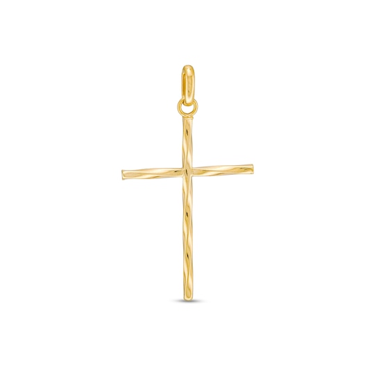 Twist Textured Cross Charm in 10K Gold