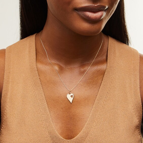 Heart-in-Heart Cutout Pendant in 10K Gold - 18â