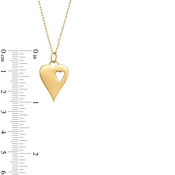 Heart-in-Heart Cutout Pendant in 10K Gold - 18â