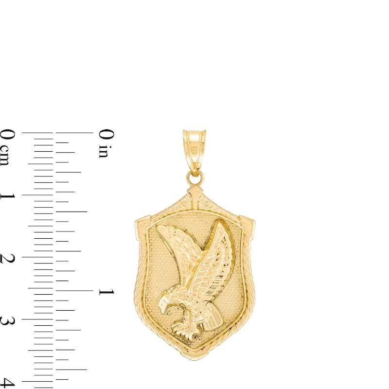 Main Image 2 of Men’s Textured Flying Eagle Shield Necklace Charm in 10K Gold